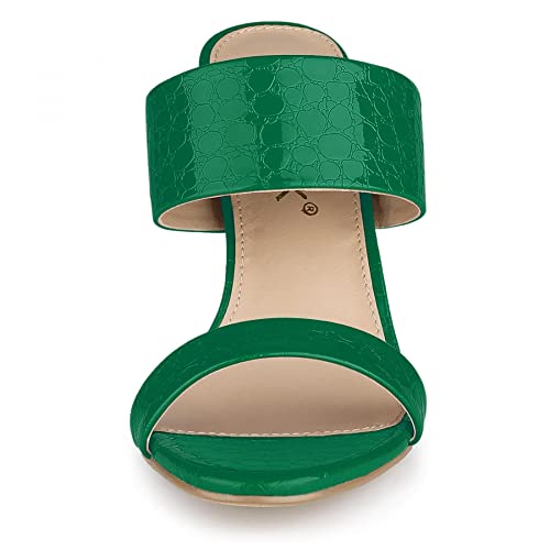 Allegra K Allegra K Women's Open Toe Stiletto Heel Slide Green Sandals 9 M US