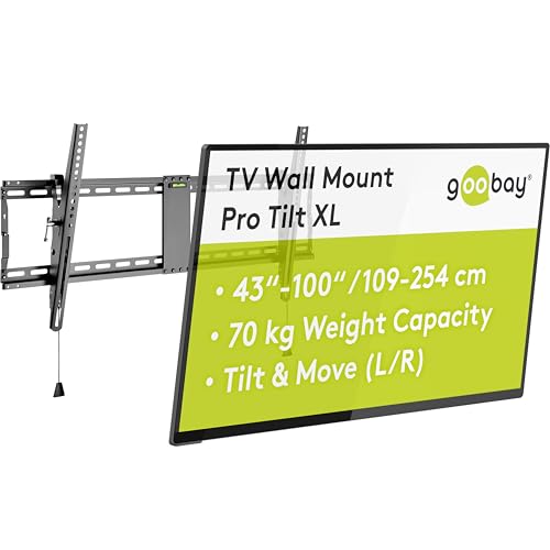 goobay Support TV Mural Inclinable 43-100 Pouces VESA 800x400 Jusqu'à 70 kg Système Click - Pro Tilt XL - 49930