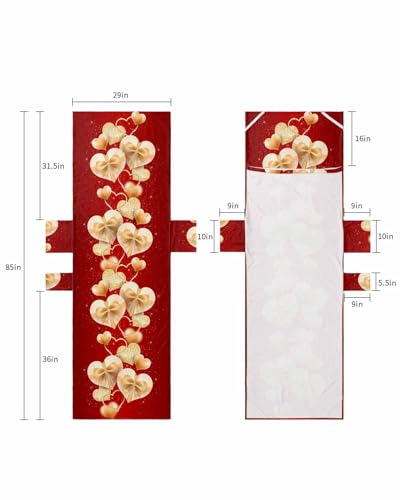 Golden Love Heart Valentines Day Beach Lounge Chair Towel Cover, Soft Chaise Lounge Towel with Side Pockets Patio Pool Chairs Cover for Beach/Pool Sunbathing 29x85 Red Romantic