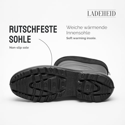 Ladeheid Thermo Eva Gummistiefel Damen gefüttert wasserdichte und federleichte Regenstiefel Damen LA-800-2017 (Schwarz/Schwarz, 38 EU)
