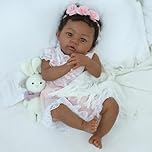 Lonian 45 cm Realistic Reborn Dolls Lifelike Newborn Dark Brown Real Life Doll with Soft Weighted Cloth Body with Hair (A)