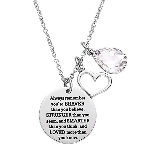 Collier avec pendentif en acier, bijou d'encouragement et message de motivation