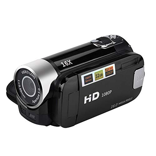 Câmera de vídeo digital HD 1080p TFT LCD 24MP 16X Zoom DV AV Visão Noturna (Preta)