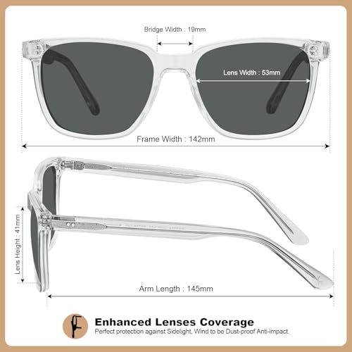 Image of CARFIA Retro Acetate Polarized Sunglasses for Men UV400 Protection Driving Outdoor Anti-Glare Sun Glasses CA5354WS