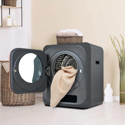 Wäschetrockner Abgastrockner 3kg (tatsächlich 4kg), 850W, Edelstahltrommel, 6 Programme, Timer-Funktion, Mehrfachfilter, Überhitzungsschutz, wandmontierbar [Energieklasse G], Grau