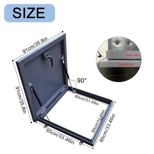 Trampilla de techo 80 cm de acero galvanizado con amortiguador 3