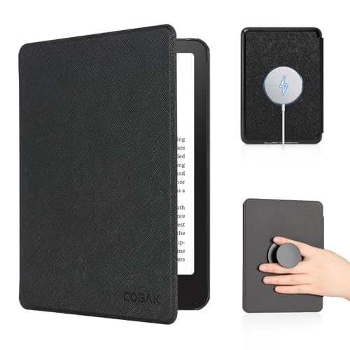 CoBak Magnetic Case for 6" E-Reader 11th Generation 2024 and 2022, Compatible with PopSockets/UGREEN/Anker Magnetic Grip and Stand, Auto Sleep/Wake, Protective Case for Kindle Basic, Black