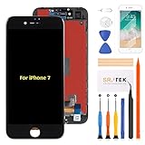 SRJTEK For iPhone 7 4.7インチ 専用液晶パネル A1660 A1778 A1779 モデルに対応 ＬＣＤスクリーン 統合画面交換修理用キット 無料の修理工具、画面保護フィルム付き (ブラック)