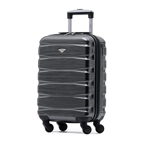 Flight Knight Lightweight 4 Wheel ABS Hard Case Small Suitcase Approved for Over 100 Airlines Including easyJet, British Airways, Ryanair, Jet2, Emirates & Many More - Carry On 55x35x20cm