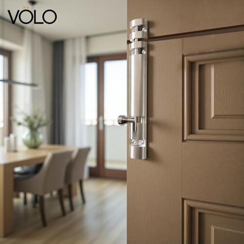 Image of VOLO 24 Pieces | 6 Inch Tower Bolt Stainless Steel Rod | Heavy Duty Door Latch Lock, Rust Resistant Safety Kundi Chitkini for Main Door Home Office (150mm /6 Inch, Silver)