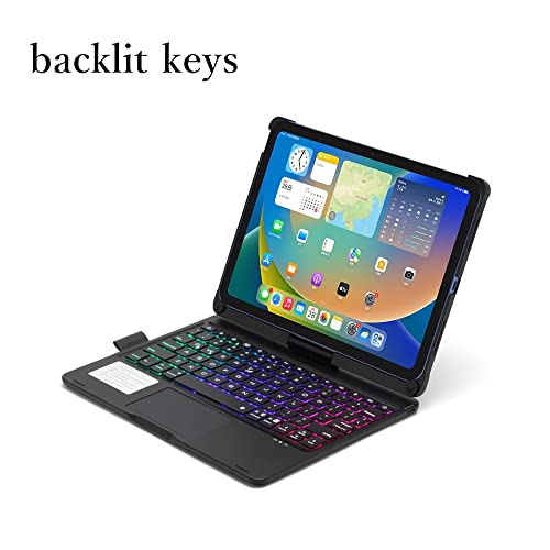 HENGHUI 360° Rotatable Touch Keyboard for iPad A16 2025 (11th Gen,11")/ iPad 10th Generation 2022 10.9 inch Backlight Keyboard Built‑in Trackpad - Image 2