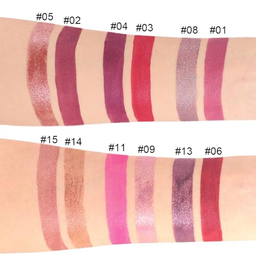 evpct 2Pcs Rose & Hot Pink Glitter Metallic Shimmer Diamond Lipstick Lip Gloss Set for Women Long Lasting Waterproof, Light Bright Rose Pink Sparkle Glitter Matte Liquid Lipstick Lip Makeup Kit