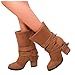 Wide Calf Boots for Women Fashion Pointed To Back Cutout Strap Buckle Thick High-heeled Ankle Booties Winter Solid Comfortable Square Heel Short Boots