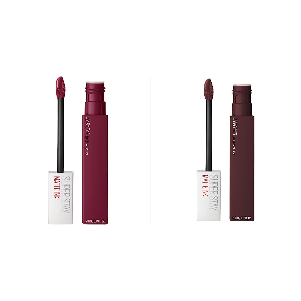 Maybelline Super Stay Matte Ink Liquid Lipstick Makeup Long Lasting High Impact Color Up to 16H Wear Composer Cherry Brown & Founder Cranberry Red 1 Count Each