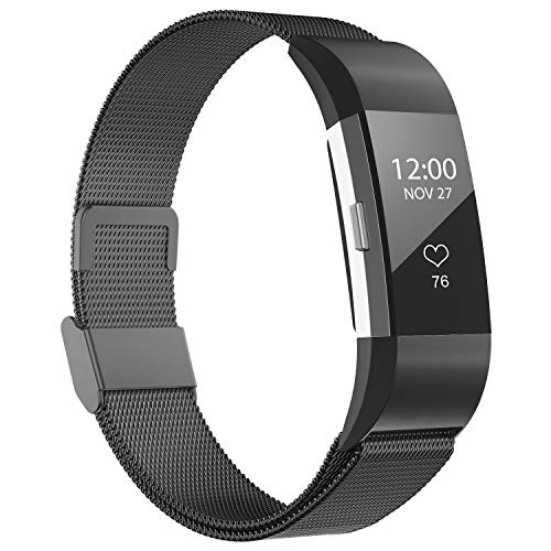 iGK Replacement Bands Compatible for Fitbit Charge 2, Stainless Steel Metal Bracelet