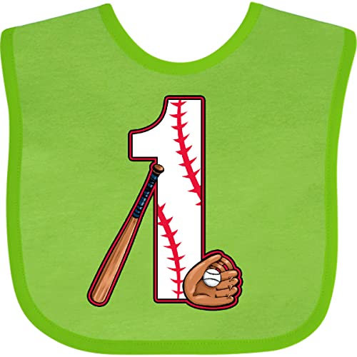inktastic Baseball First Birthday- 1 Year Old Baby Bib