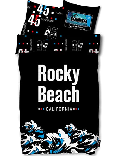 SkyBrands 3 Fragezeichen Bettwäsche 135x200 Die DREI Fragezeichen Bettwäsche ??? Baumwolle Coole Bettwäsche Set 2 TLG 1x Bettbezug 1 x Kissenbezug Cover