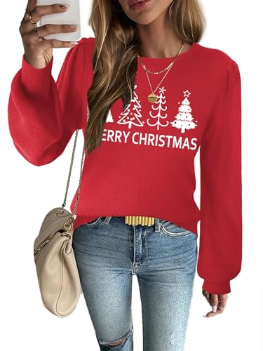 Image of Zeagoo Womens Sweaters Fall 2026 Dressy Casual Long Sleeve Shirts Ribbed Knit Winter Outfits Puff Pullover Jumper Tops