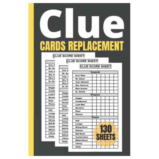 Clue Cards Replacement: 130 Score Sheets Refills for Clue Board Game, Clue Detective Notebook Sheets, Scorebook with 130 Pages, Extra Small Size 6x9 inches