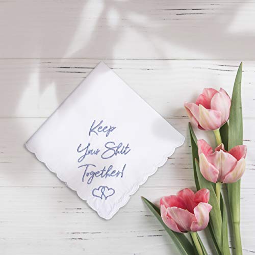 W&F Gift Something Blue Wedding Gift Embroidered Handkerchief | Keep Your Shit Together! | Wedding Day Bride Gift #TOP4