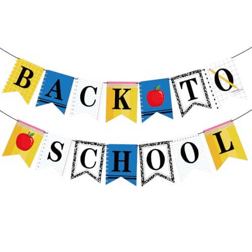 Image of Hooqict Back to School Banner Decorations Welcome Back Party Banner for First Day of School Office Classroom Bulletin Board Decorations