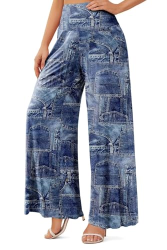 JZC Women's Palazzo Lounge Pants Casual Wide Leg Pants High Waist Flowy Toursers with Pockets