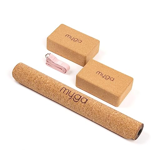 Myga Kork-Yoga-Set mit 2 Blöcken