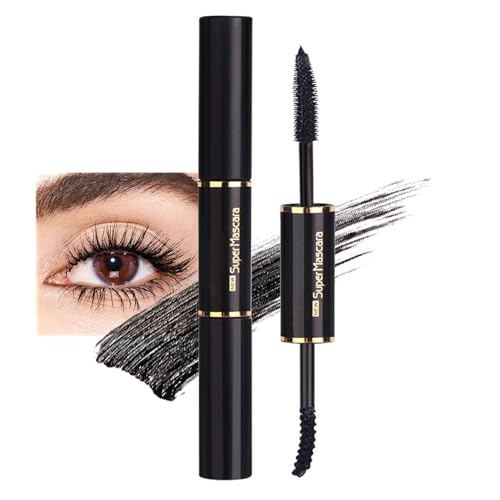Mascara negra 2 en 1, máscara de rímel 5D, resistente al agua, máscara de pestañas para definición y volumen, larga duración y resistente a las manchas, pestañas largas, secado rápido y maquillaje de