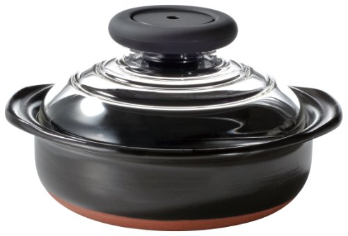 HARIO ( ハリオ ) おいしさが見える! フタ が ガラス の 土鍋 6号 レシピ付き MN-165B 【ガス火専用】