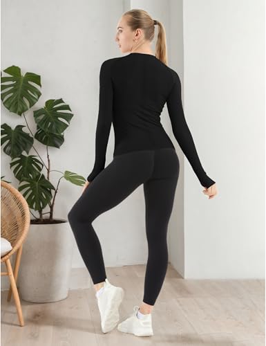 Image of MathCat Seamless Workout Shirts for Women Long Sleeve Yoga Tops Sports Running Shirt Breathable Athletic Top Slim Fit XS-XL