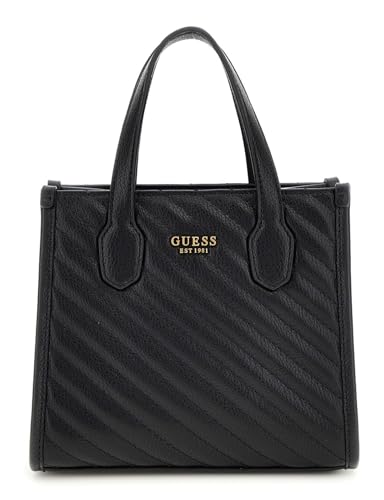GUESS Mini bolsa Silvana com 2 compartimentos, Preto, One Size