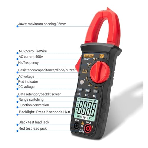 Medidor de Pinza Digital ST181 4000 Counts True RMS AC DC con detección NCV miniatura 5