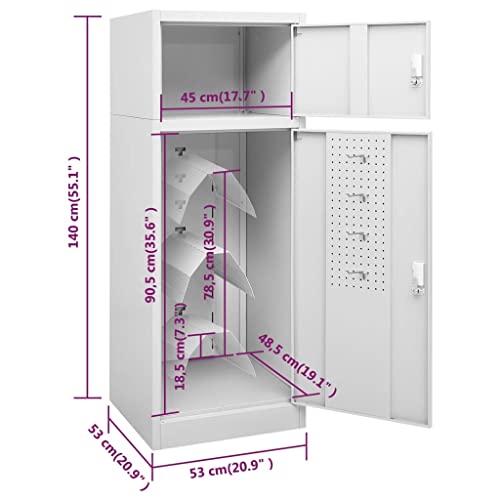 Sattelschrank Yeziyiyfob in Hellgrau 53x53x140 cm aus Stahl