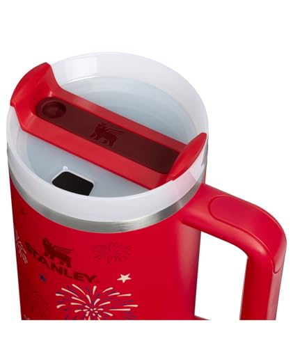 Image of STANLEY Quencher H2.0 Tumbler with Handle and Straw 40 oz | Flowstate 3-Position Lid | Cup Holder Compatible for Travel | Insulated Stainless Steel Cup | BPA-Free | Chili Red Fireworks