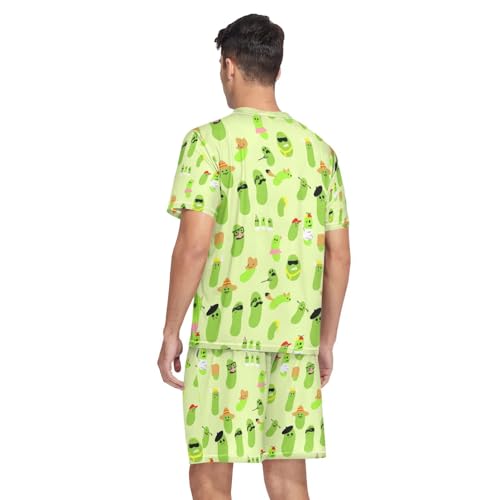 Men's Pajama Set Short Sleeve V Neck 2 Piece Nightwear Summer Sleepwear Shorts With Pockets Pjs2