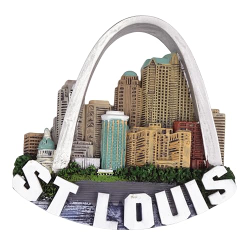St. Louis Gateway Arch Skyline Magnet, Colorful 3D City Souvenir Fridge Deocr, Missouri Travel Keepsake Gift, 2.9 x 2.1 Inches