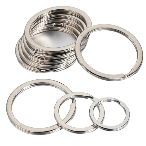 AYYSSM Porte-clés Plat en Acier Inoxydable, chaîne de Voiture en métal, Fabrication d'accessoires de Bricolage, 20 pièces(Outer Dia 30mm)