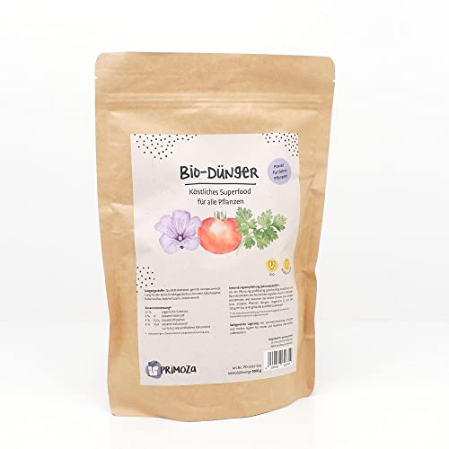 PRIMOZA Bio Universaldünger für alle Pflanzen I 1 Kg organischer Dünger I Natürlicher biologischer Pflanzendünger I Düngemittel universal mit Langzeitwirkung Cover