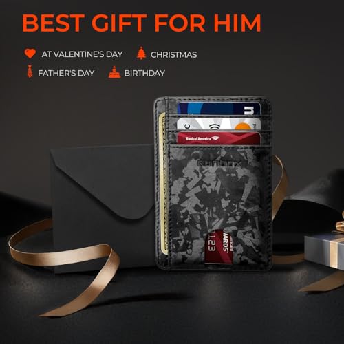 Image of RUNBOX Slim Minimalist Front Pocket RFID Blocking Leather Wallets for Men and Women Card Holder Wallets Gifts for men