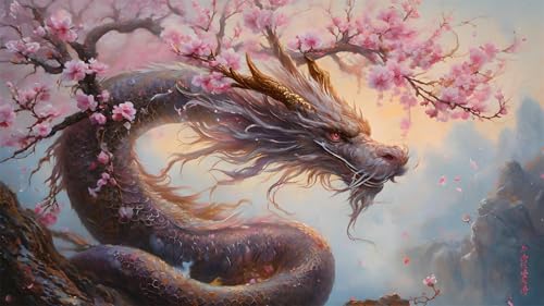 Peinture Diamant Adulte Fleur 5D Dragon Diamond Painting Complet Strass Point de Croix DIY