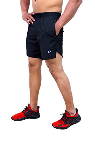 DECISIVE Fitness Quick Dry Short Length Fashion Trends Gym Comfortable Workout Exercise Jogging Cycling Running Shorts with Pocket for Men Black
