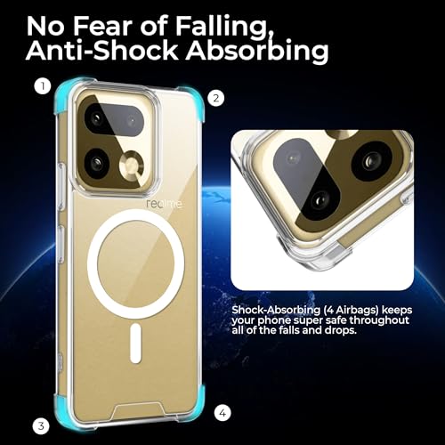 Image of A rtistque Clear Back Cover Case for Realme 16 Pro Plus 5G | Compatible with Mag-Safe | Premium Cover | Shockproof TPU Bumper | Slim Protective Design | Realme 16 Pro Plus 5G Back Cover - Transparent