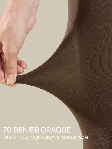 Image of MANZI Tights for Women Solid Color Pantyhose Colored Semi Opaque Footed Tights Soft Stretch High Waist Stockings 70 Denier