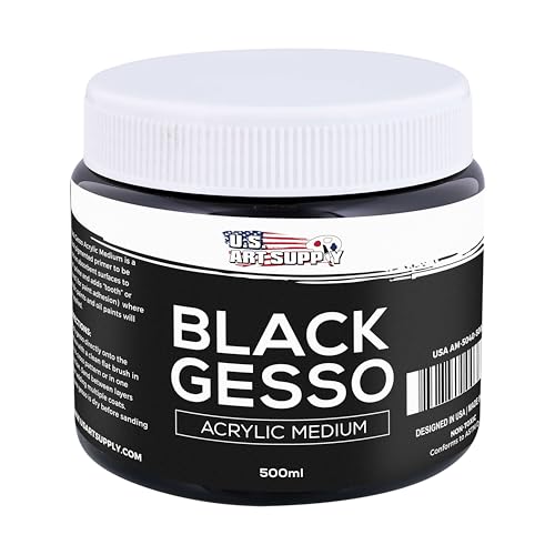 U.S. Art Supply Black Gesso Primer - 16.9oz (500ml) for...