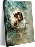 Danseed Hand Of God Reaching Lnto Water Canvas Wall Art Christianity Jesus Saves Wall Decor Pictures Blue Ocean Bible Posters Prints for Living Room Bedroom Church Prayer Room Decoration