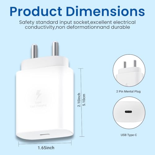 Image of Original 25w Power Delivery Charger | White Wall Adapter & Cable | USB C to C | Compatible with Samsung Galaxy S20 FE.
