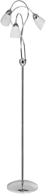 K LIVING Cygnus Silver Chrome 3 Light Floor Lamp with Glass Shades