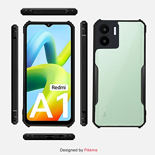 Image of Pikkme Redmi A1 / A2 Back Cover | Crystal Clear Transparent Back | Ultra Hyrbid | Full Camera Protection | Raised Edge | Bumper Back Case for Redmi A1 / A2 (Plastic, Black)