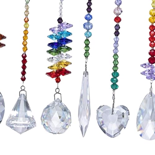 Colgantes para cumpleaños de cristal atrapasueños adornos luz multicolor interior 5