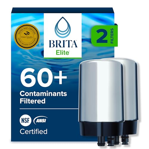 Brita Replacement Water Filter for Faucet Mount, Removes 99% of Lead, Sink Filtration System, Chrome, 2 Count